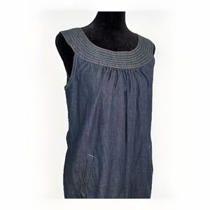 Axcess By Liz Claiborne Women's Blue Denim‎ Dress Size M NWT Sleeveless Pockets
